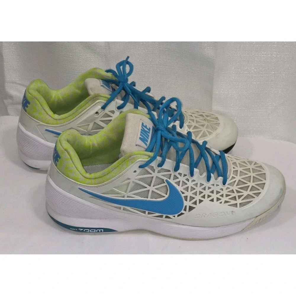 Nike Zoom Cage 2  Athletic Tennis‎ Shoes White Volt Blue 705247-147 Mens Size 9